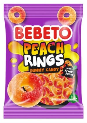Bebeto Peach Rings Gummy Candy 2.82oz 12ct